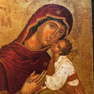 Vintage Wall Art - VTG Religious Icon Wood Wall Plaque Mary & Jesus Vintage Wall Art - VTG Religious Icon Wood Wall Plaque Mary & Jesus